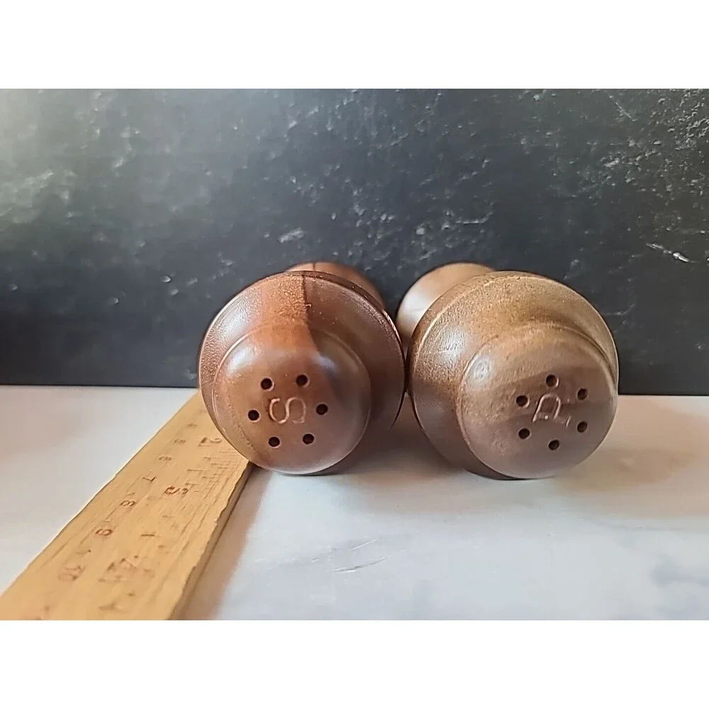 Vintage Wooden Salt And Pepper Shakers, READ